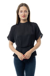 High Neck Drop Shoulder Blouse