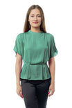 High Neck Drop Shoulder Blouse