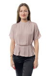 High Neck Drop Shoulder Blouse