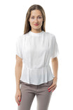 High Neck Drop Shoulder Blouse