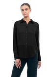 Button Down Contrast Long Sleeve Blouse
