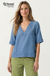Tencel V-Neck Band Blouse