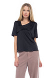 Asymmetrical Neck Matte Satin Blouse