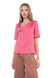 Asymmetrical Neck Matte Satin Blouse