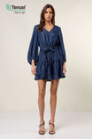 Tencel™ Tiered Long Sleeve Mini Dress