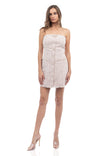 Button Down Strapless Tweed Tube Dress