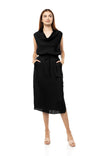 Cowl Neck Midi Dress With Side Slits
