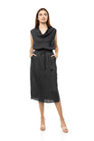 Cowl Neck Midi Dress With Side Slits