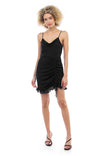 Cowl Neck Dress With Drawstring Skirt Detail