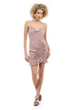 Cowl Neck Dress With Drawstring Skirt Detail