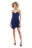 Cowl Neck Dress With Drawstring Skirt Detail