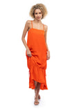 Square Neck Drawstring Midi Dress