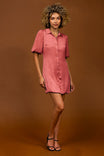 Bubble Sleeve & Hem Satin Dress
