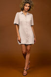Bubble Sleeve & Hem Satin Dress