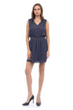 Rib Trim Neck & Waist Satin Dress