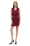 Rib Trim Neck & Waist Satin Dress