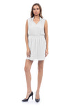 Rib Trim Neck & Waist Satin Dress