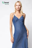 Contrast Stitching Tencel™ Midi Dress