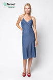 Contrast Stitching Tencel™ Midi Dress