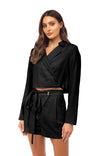 Cropped Wraparound Blazer