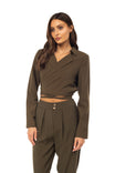 Cropped Wraparound Blazer