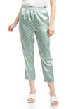 Crop Straight Waist Elastic Satin Jacquard Pants
