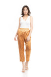 Crop Straight Waist Elastic Satin Jacquard Pants