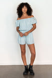 Off Shoulder Sleeve Tie Tencel Romper