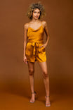 Cowl Neck Hammer Satin Romper