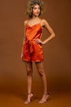 Cowl Neck Hammer Satin Romper