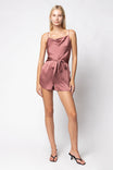 Cowl Neck Hammer Satin Romper