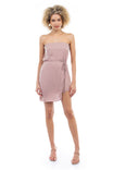Belted Overlay Strapless Romper