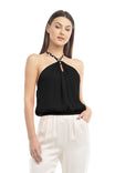 Braided Halter Satin Top