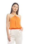 Braided Halter Satin Top