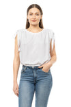 Drawstring Shoulder Blouse With Waist Elastic