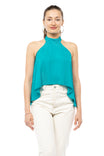 Mock Neck High Low Halter Top