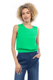 Sleeveless Elastic Waist Top With Slit Cut-Out