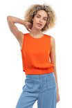 Sleeveless Elastic Waist Top With Slit Cut-Out