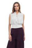 Zip Front Rib Trim Neck & Waist Top