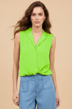 Knotted Sleeveless Collared Top