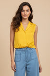 Knotted Sleeveless Collared Top