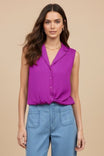 Knotted Sleeveless Collared Top