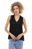 Collared Sleeveless Tunic With Back Shirring