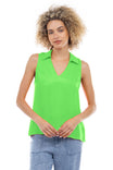 Collared Sleeveless Tunic With Back Shirring