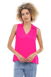 Collared Sleeveless Tunic With Back Shirring