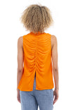 Collared Sleeveless Tunic With Back Shirring