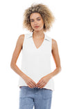Collared Sleeveless Tunic With Back Shirring