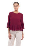 3/4 Sleeves Pleated Blouse