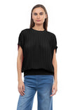 Sheer Pleated Dolman Sleeve Blouse