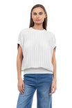 Sheer Pleated Dolman Sleeve Blouse